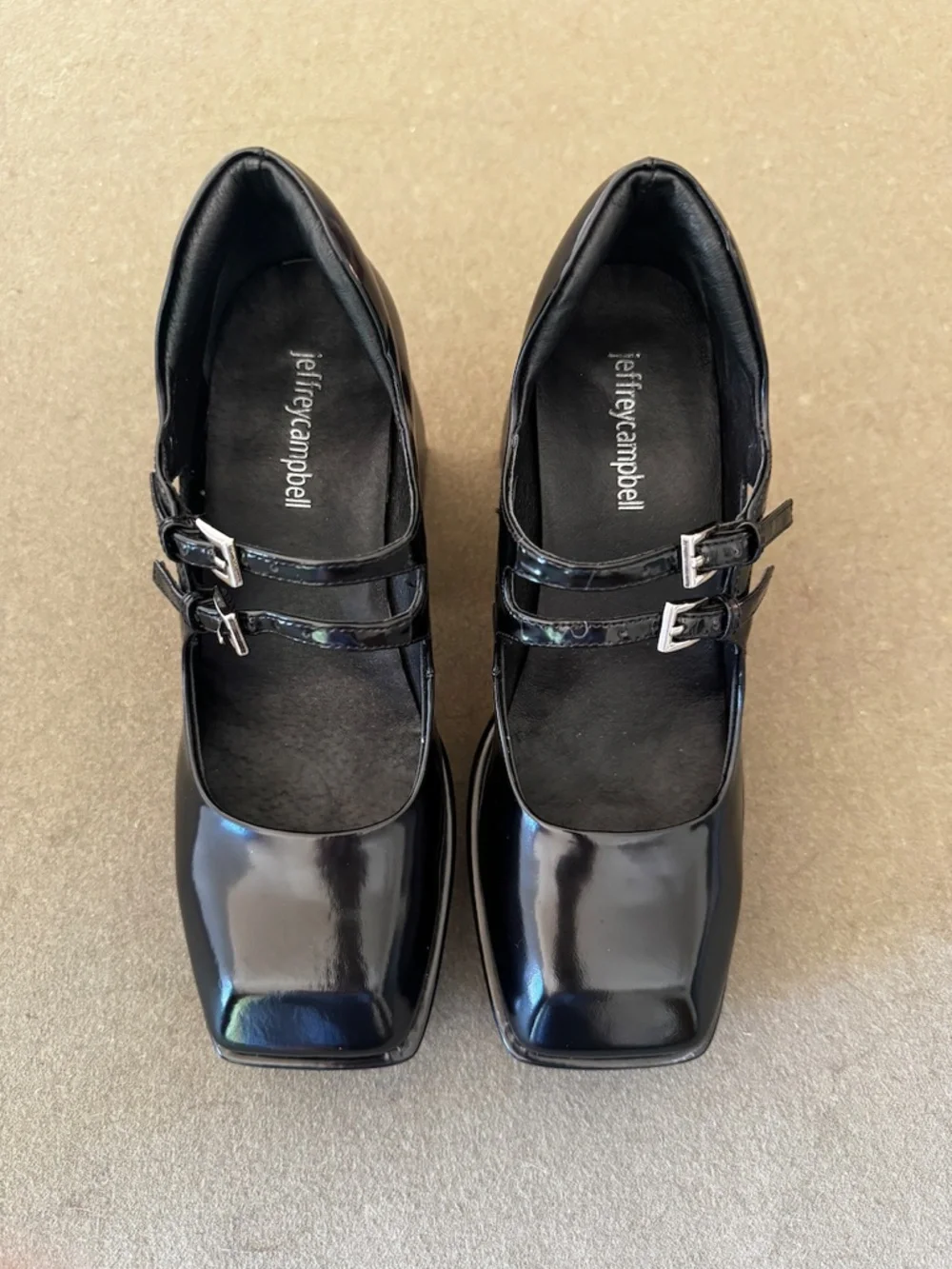 Jeffrey Campbell Corgi black double strap Mary Jane platform heels